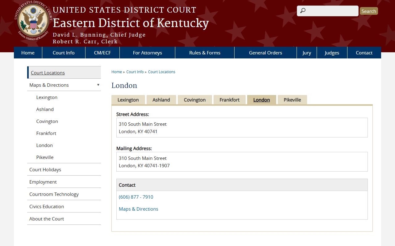 Whitley County Circuit Court Clerk records and Eastern District London federal courthouse