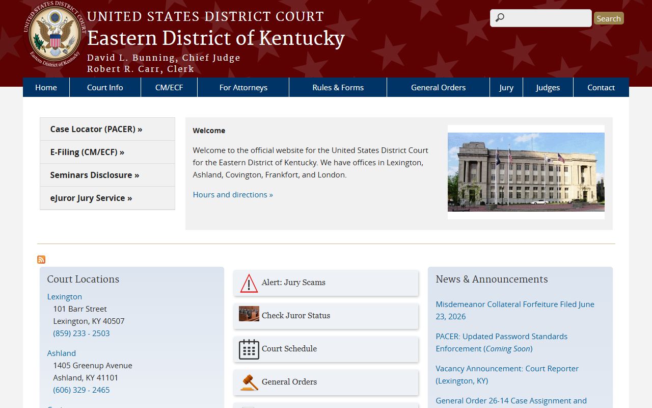 Whitley County Circuit Court Clerk records compared with Eastern District federal records