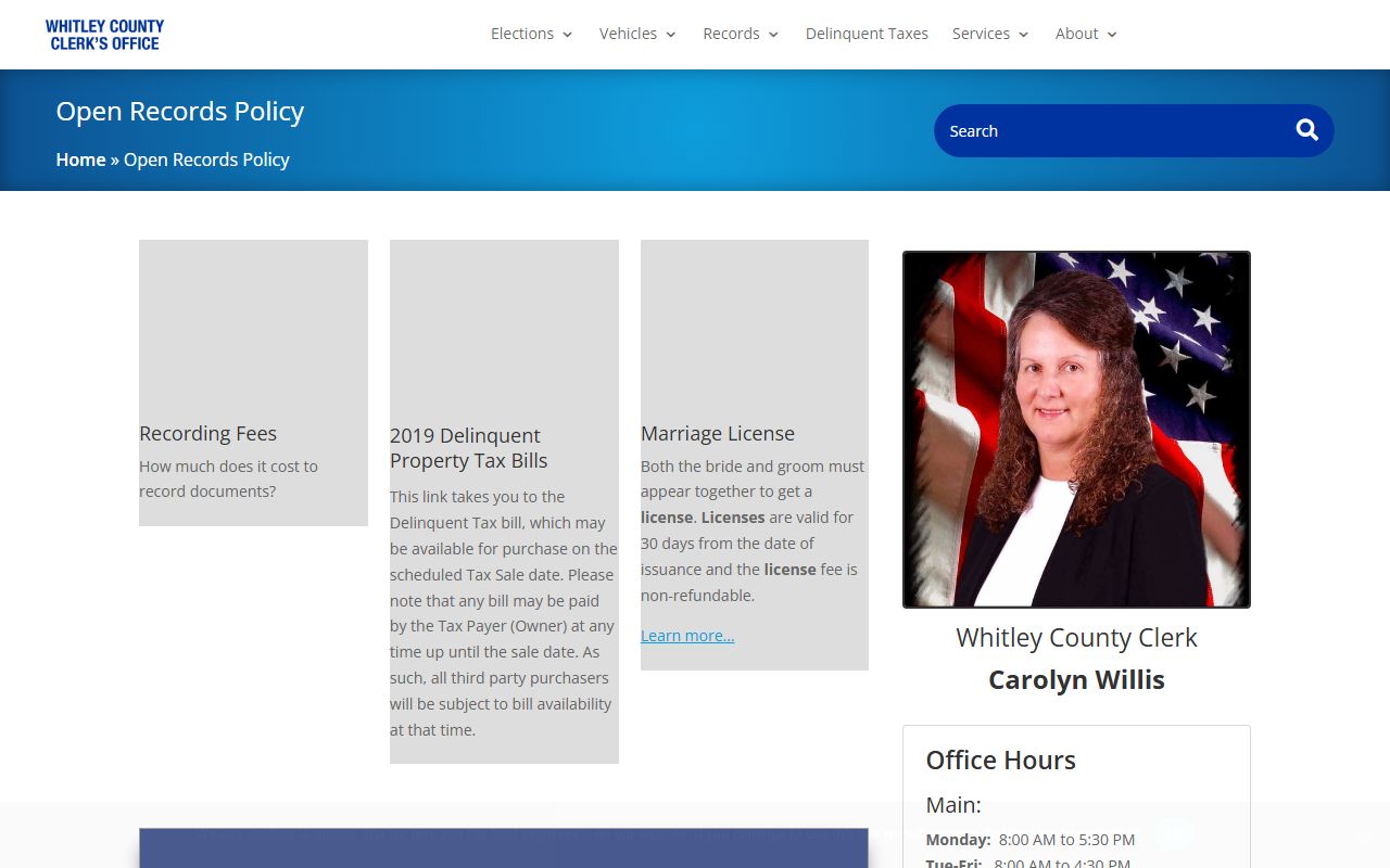 Whitley County Circuit Court Clerk records and county clerk open records distinction