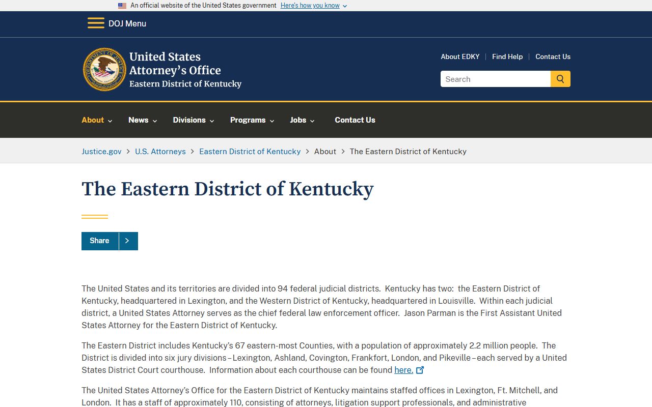 Whitley County arrest records and court charges U.S. Attorney Eastern District Kentucky