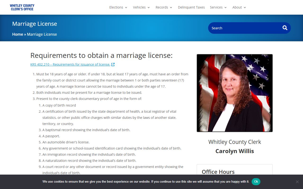 Whitley County marriage records and marriage license information
