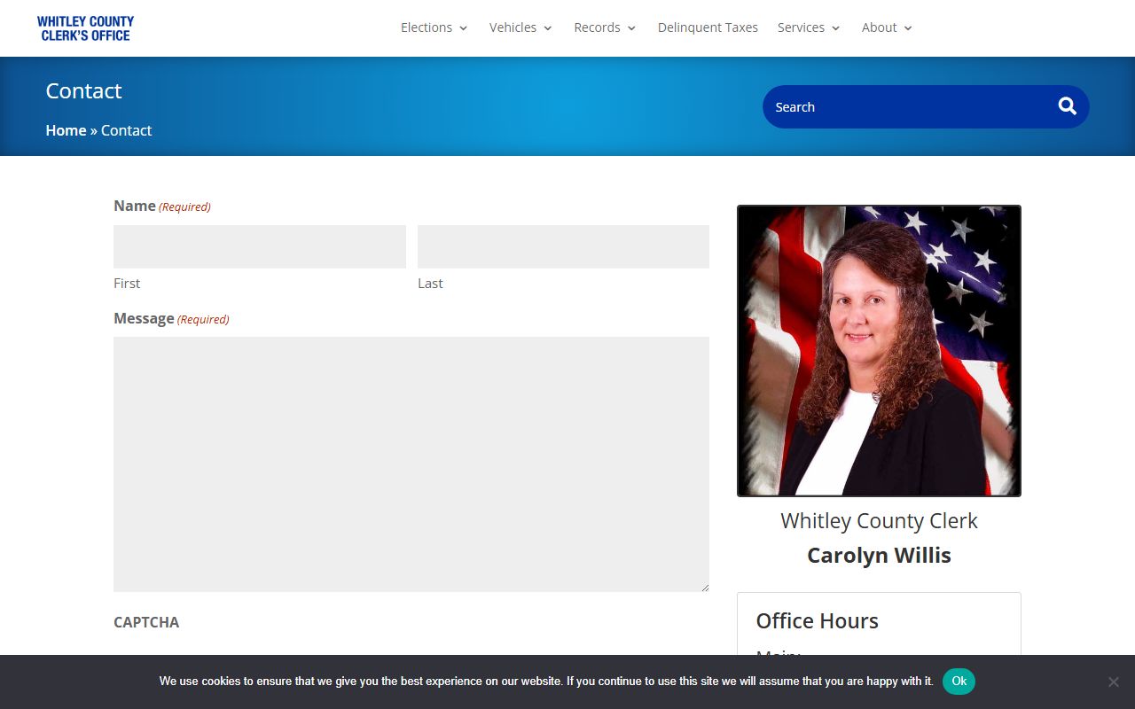 Whitley County marriage records county clerk contact information